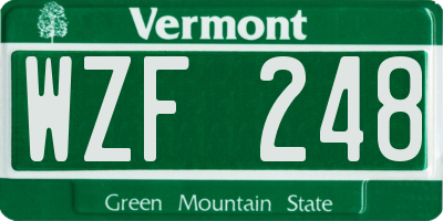 VT license plate WZF248