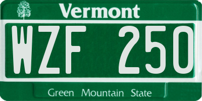 VT license plate WZF250