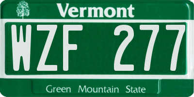 VT license plate WZF277