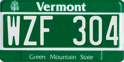 VT license plate WZF304