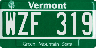 VT license plate WZF319