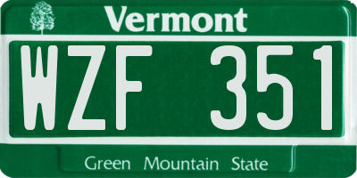 VT license plate WZF351
