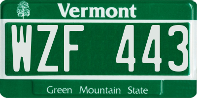 VT license plate WZF443