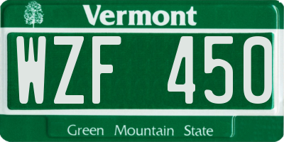 VT license plate WZF450