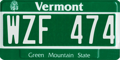VT license plate WZF474