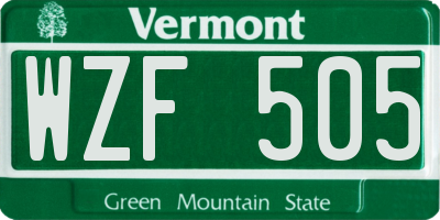 VT license plate WZF505