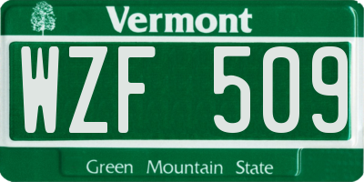 VT license plate WZF509