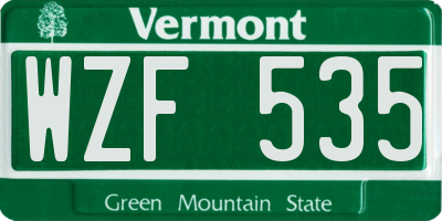 VT license plate WZF535
