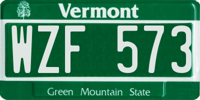 VT license plate WZF573