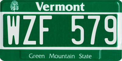 VT license plate WZF579