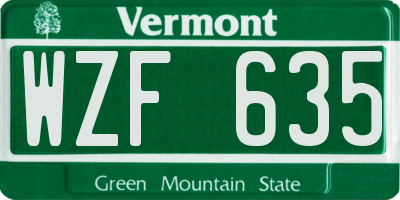 VT license plate WZF635