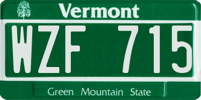 VT license plate WZF715