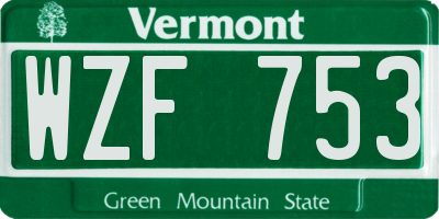 VT license plate WZF753