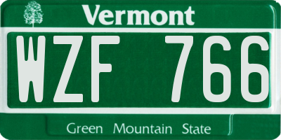 VT license plate WZF766