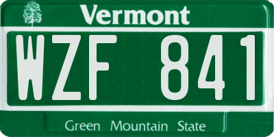 VT license plate WZF841