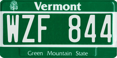 VT license plate WZF844