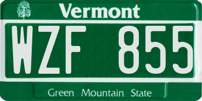 VT license plate WZF855
