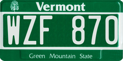 VT license plate WZF870