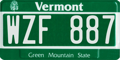 VT license plate WZF887