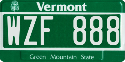 VT license plate WZF888