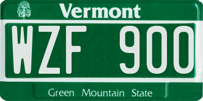 VT license plate WZF900