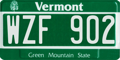 VT license plate WZF902