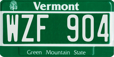 VT license plate WZF904