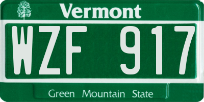 VT license plate WZF917