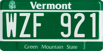 VT license plate WZF921