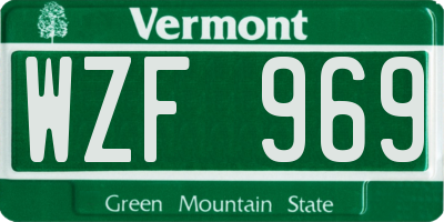 VT license plate WZF969
