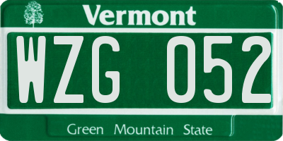 VT license plate WZG052