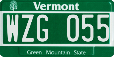 VT license plate WZG055