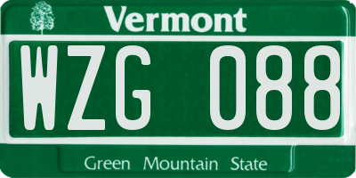 VT license plate WZG088