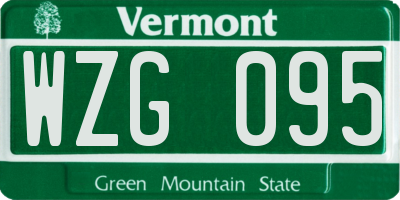 VT license plate WZG095