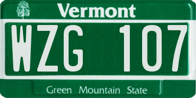 VT license plate WZG107