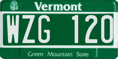 VT license plate WZG120