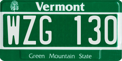 VT license plate WZG130