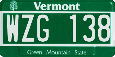 VT license plate WZG138