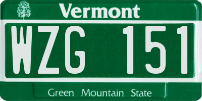 VT license plate WZG151