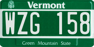VT license plate WZG158