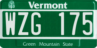 VT license plate WZG175