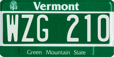 VT license plate WZG210