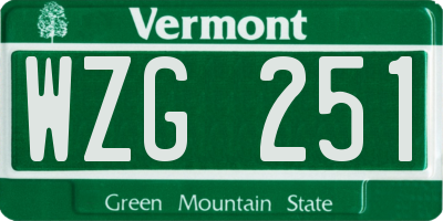VT license plate WZG251