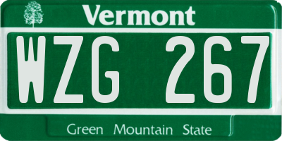 VT license plate WZG267