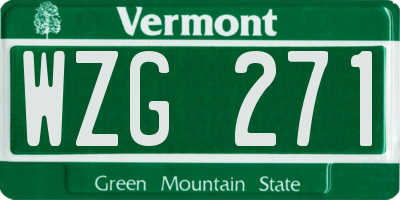 VT license plate WZG271