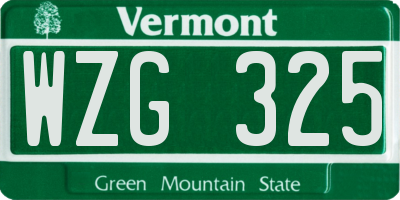 VT license plate WZG325