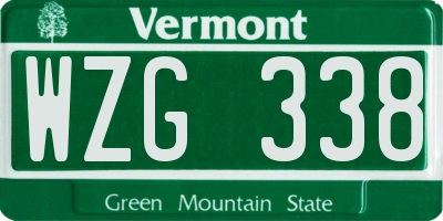VT license plate WZG338