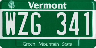 VT license plate WZG341