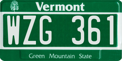 VT license plate WZG361