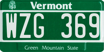 VT license plate WZG369